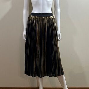 Elegant Black and Gold Pleated Skirt